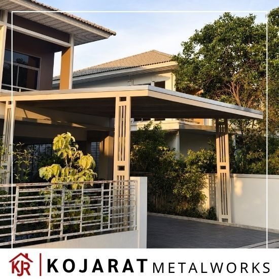 ติดตั้งหลังคาโรงรถ นนทบุรี - รับทำโครงหลังคา นนทบุรี  - ก.จรัส เมทัลเวิร์ค
